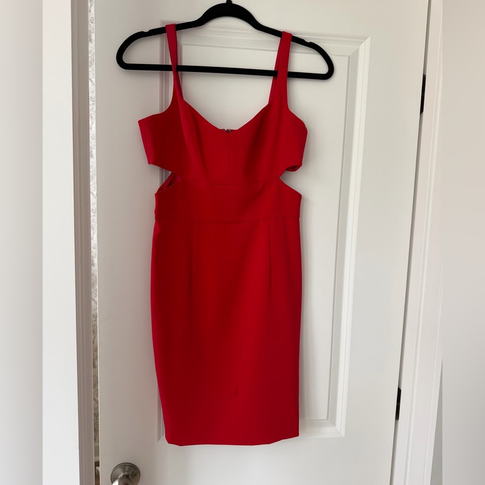 Jay Godfrey Red Cutout Midi Dress Size 4 - Picture 2 of 4